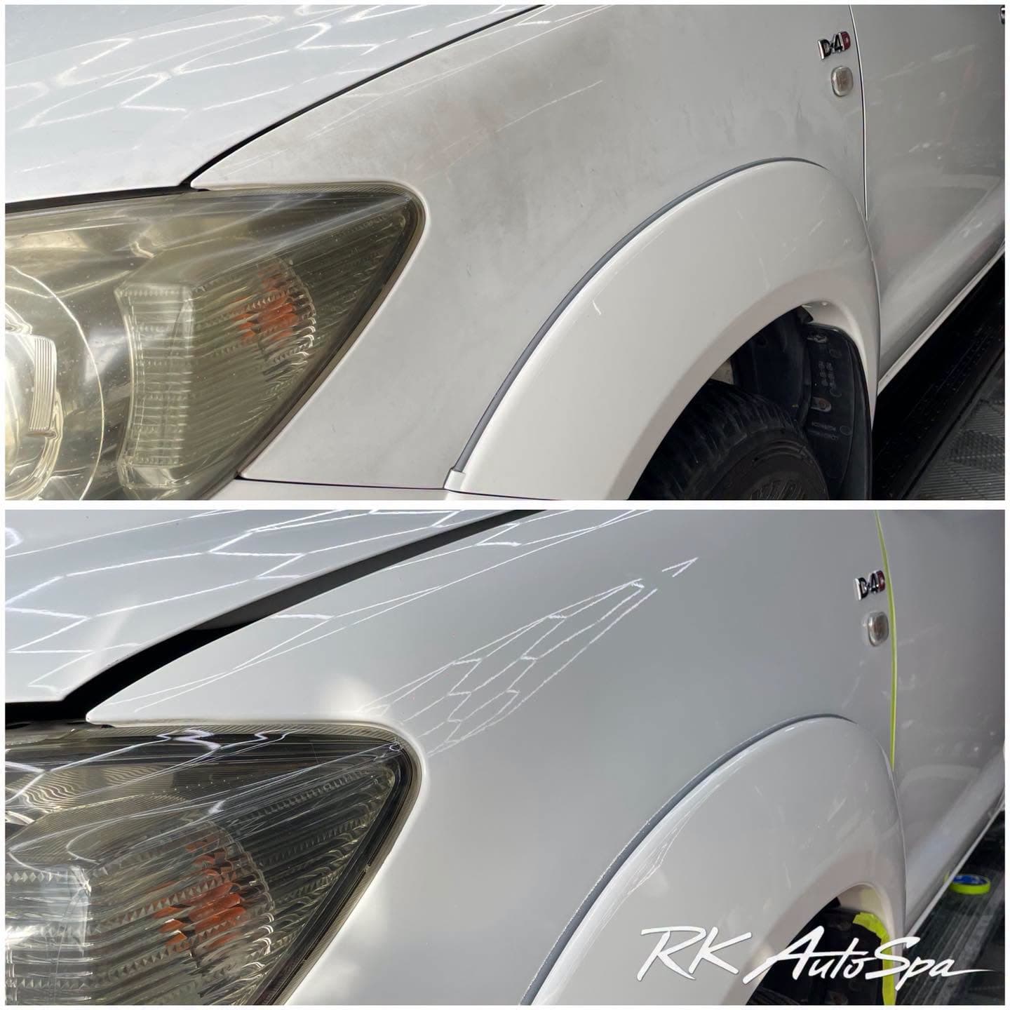 Mirror finish: A dull finish restored to a deep, reflective gloss